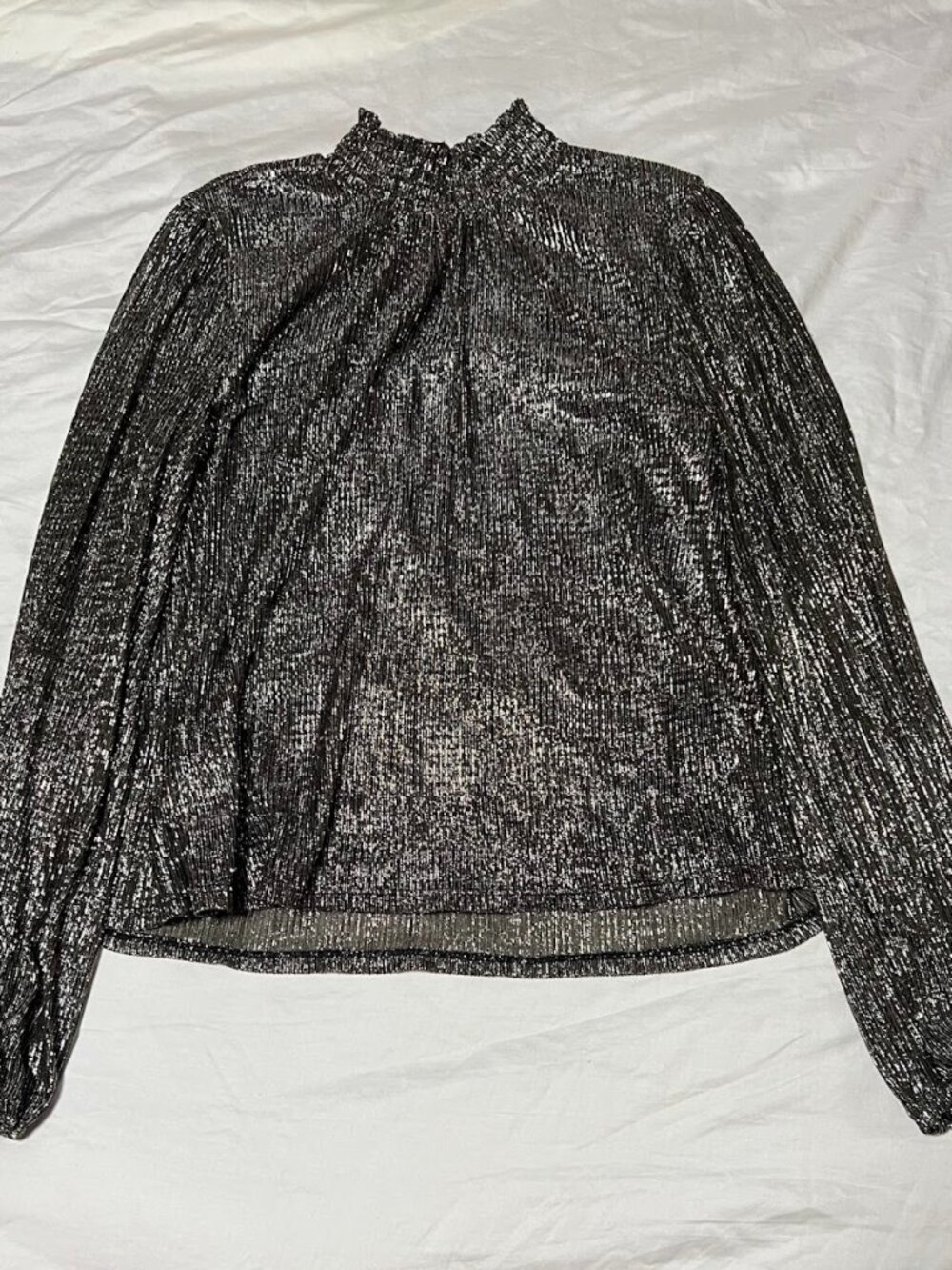 Glitzy Metallic Holiday Party Top Black Bronze Disco NYE Size 1